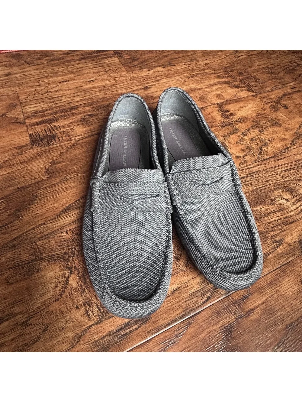Men’s Peter Millar Cruise Knit Driver Loafers – Iron Gray – Size 10